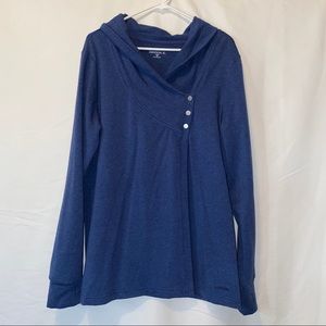 Danskin blue hoodie sweater with button detailing